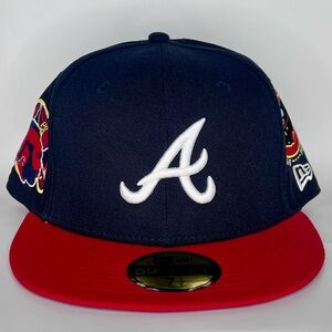 New Era Atlanta Braves Fitted Cap in Navy, Red & White